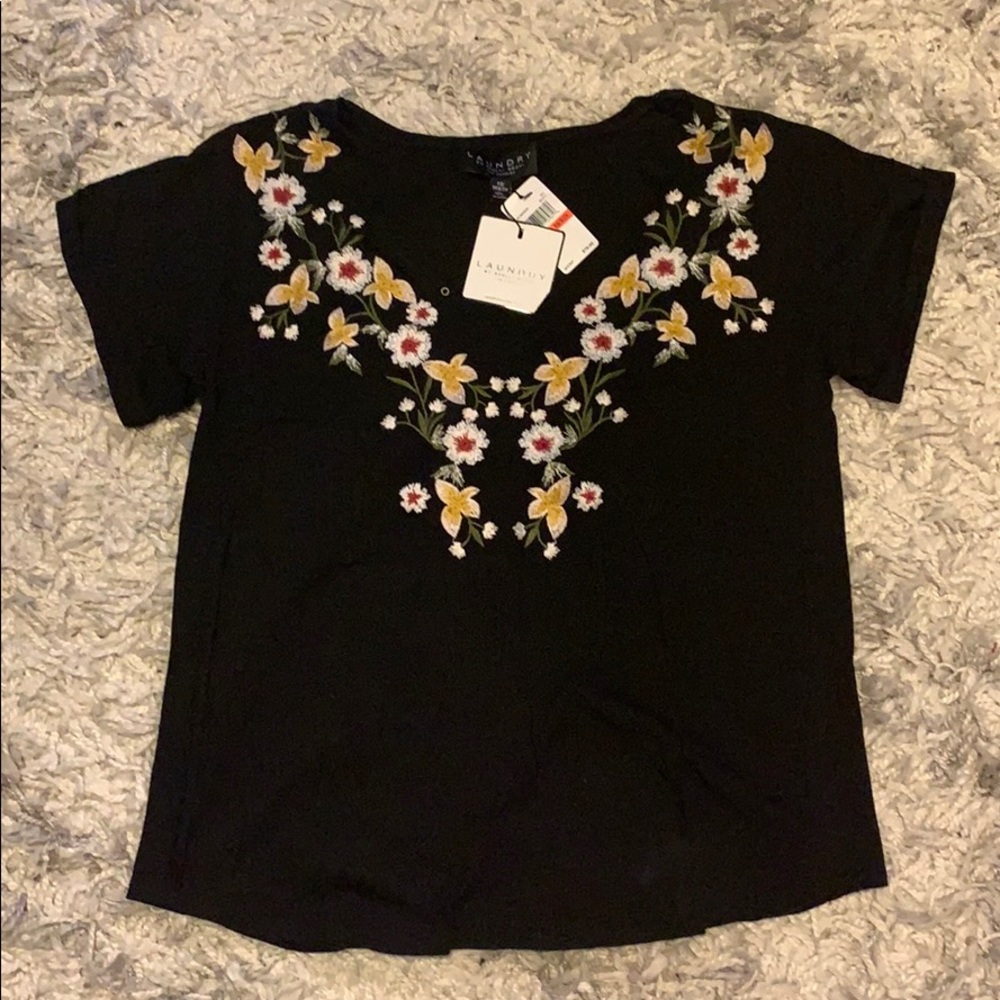 Laundry by Shelli Segal Black V-neck T Shirt